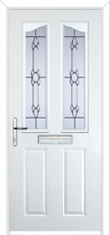 2 Panel 2 Angle Crystal Bohemia Composite Front Door in White