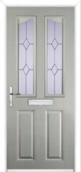 2 Panel 2 Angle Classic Composite Front Door in Agate Grey