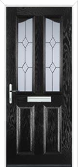 2 Panel 2 Angle Classic Composite Front Door in Black