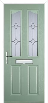 2 Panel 2 Angle Classic Composite Front Door in Chartwell Green
