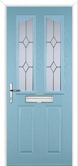 2 Panel 2 Angle Classic Composite Front Door in Duck Egg Blue
