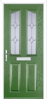 2 Panel 2 Angle Classic Composite Front Door in Fern Green
