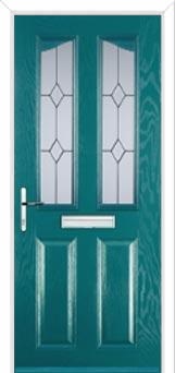2 Panel 2 Angle Classic Composite Front Door in Turquoise Blue