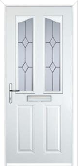 2 Panel 2 Angle Classic Composite Front Door in White