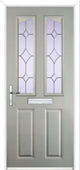 2 Panel 2 Angle Crystal Diamond Composite Front Door in Agate Grey
