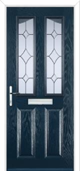 2 Panel 2 Angle Crystal Diamond Composite Front Door in Dark Blue