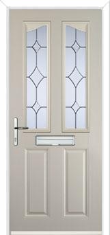 2 Panel 2 Angle Crystal Diamond Composite Front Door in Cream