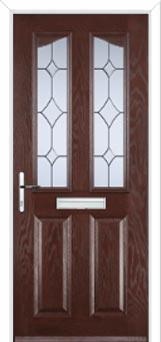 2 Panel 2 Angle Crystal Diamond Composite Front Door in Darkwood