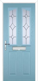 2 Panel 2 Angle Crystal Diamond Composite Front Door in Duck Egg Blue