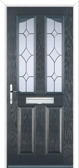 2 Panel 2 Angle Crystal Diamond Composite Front Door in Anthracite Grey