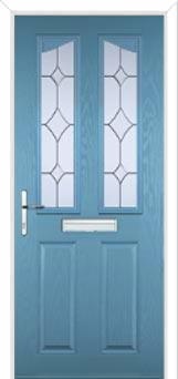 2 Panel 2 Angle Crystal Diamond Composite Front Door in Pastel Blue