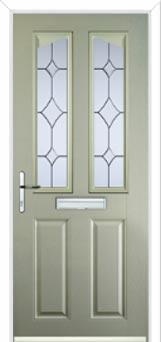 2 Panel 2 Angle Crystal Diamond Composite Front Door in Pebble Grey