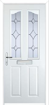 2 Panel 2 Angle Crystal Diamond Composite Front Door in White