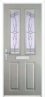 2 Panel 2 Angle Crystal Harmony Composite Front Door in Agate Grey