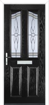2 Panel 2 Angle Crystal Harmony Composite Front Door in Black