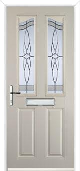 2 Panel 2 Angle Crystal Harmony Composite Front Door in Cream
