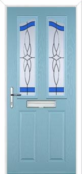 2 Panel 2 Angle Crystal Harmony Composite Front Door in Duck Egg Blue