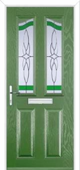 2 Panel 2 Angle Crystal Harmony Composite Front Door in Fern Green