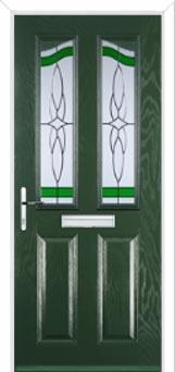 2 Panel 2 Angle Crystal Harmony Composite Front Door in Green
