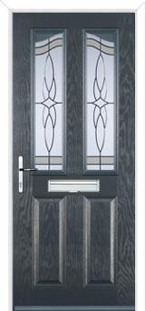 2 Panel 2 Angle Crystal Harmony Composite Front Door in Anthracite Grey