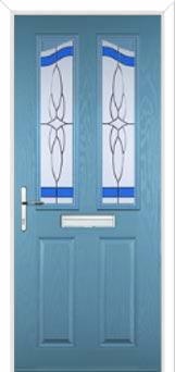 2 Panel 2 Angle Crystal Harmony Composite Front Door in Pastel Blue