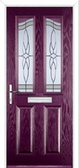 2 Panel 2 Angle Crystal Harmony Composite Front Door in Purple Violet