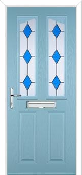 2 Panel 2 Angle Drop Diamond Composite Front Door in Duck Egg Blue