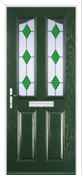 2 Panel 2 Angle Drop Diamond Composite Front Door in Green