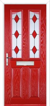 2 Panel 2 Angle Drop Diamond Composite Front Door in Poppy Red