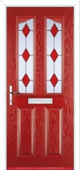 2 Panel 2 Angle Drop Diamond Composite Front Door in Red