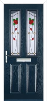 2 Panel 2 Angle English Rose Composite Front Door in Dark Blue