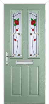2 Panel 2 Angle English Rose Composite Front Door in Chartwell Green
