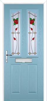 2 Panel 2 Angle English Rose Composite Front Door in Duck Egg Blue