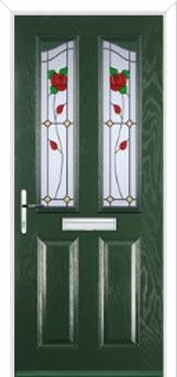 2 Panel 2 Angle English Rose Composite Front Door in Green