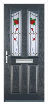 2 Panel 2 Angle English Rose Composite Front Door in Anthracite Grey