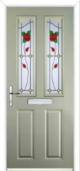 2 Panel 2 Angle English Rose Composite Front Door in Pebble Grey