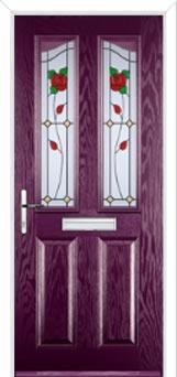 2 Panel 2 Angle English Rose Composite Front Door in Purple Violet