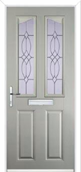 2 Panel 2 Angle Flair Composite Front Door in Agate Grey