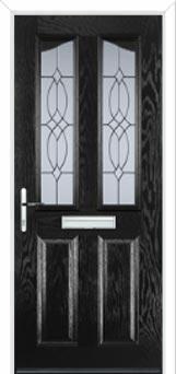 2 Panel 2 Angle Flair Composite Front Door in Black