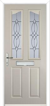 2 Panel 2 Angle Flair Composite Front Door in Cream