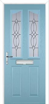 2 Panel 2 Angle Flair Composite Front Door in Duck Egg Blue