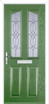 2 Panel 2 Angle Flair Composite Front Door in Fern Green