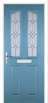 2 Panel 2 Angle Flair Composite Front Door in Pastel Blue
