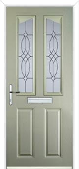 2 Panel 2 Angle Flair Composite Front Door in Pebble Grey