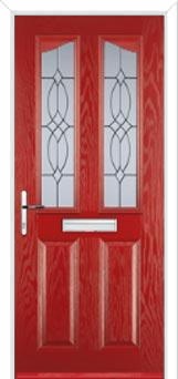 2 Panel 2 Angle Flair Composite Front Door in Red