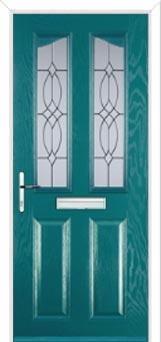 2 Panel 2 Angle Flair Composite Front Door in Turquoise Blue