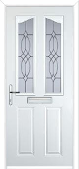 2 Panel 2 Angle Flair Composite Front Door in White