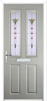 2 Panel 2 Angle Fleur Composite Front Door in Agate Grey