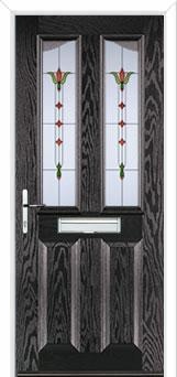 2 Panel 2 Angle Fleur Composite Front Door in Black Brown