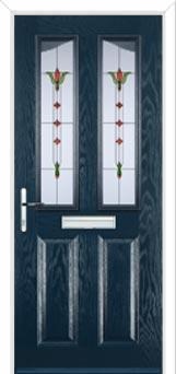 2 Panel 2 Angle Fleur Composite Front Door in Dark Blue